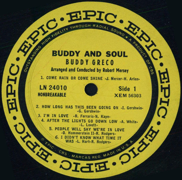 Buddy Greco : Buddy & Soul (LP, Album, Mono)