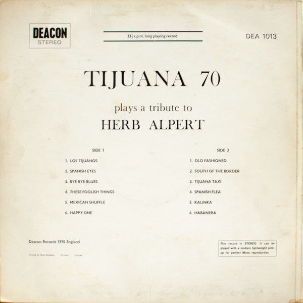 Tijuana 70 : A Tribute To Herb Alpert (LP, Album)