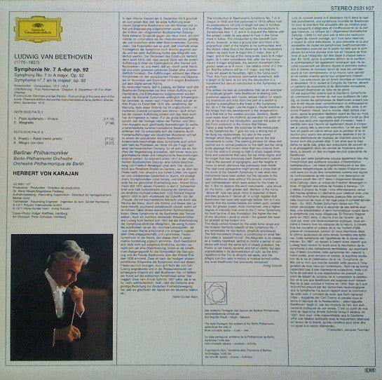 Ludwig van Beethoven • Herbert von Karajan • Berliner Philharmoniker : Symphonie Nr. 7 (LP, Album, RP)