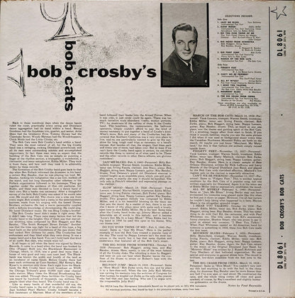 Bob Crosby And The Bob Cats : Bob Crosby's Bob Cats (LP, Album, Comp, Mono)