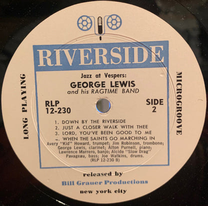 George Lewis' Ragtime Band : Jazz At Vespers (LP, Album)