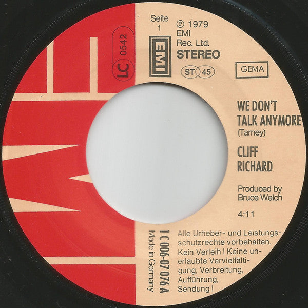 Cliff Richard : We Don't Talk Anymore (7", Single)