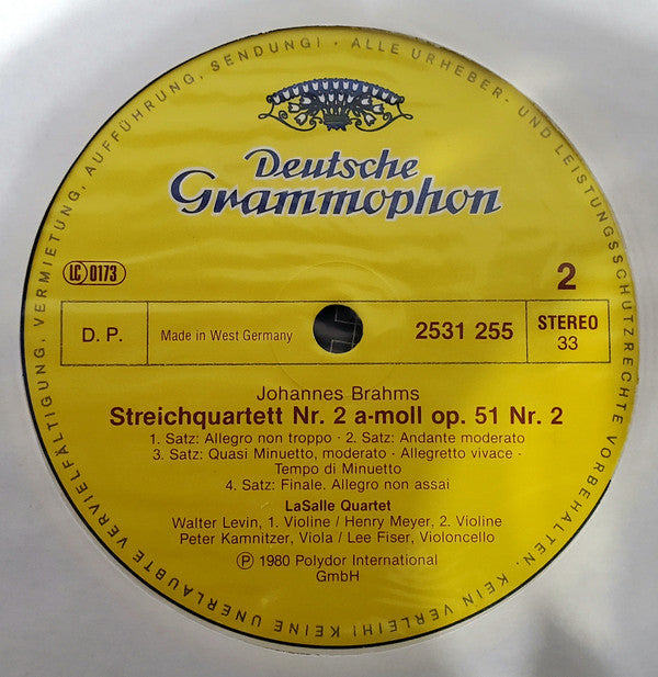 Johannes Brahms - LaSalle Quartet : Streichquartette Op.51, No. 1 & No. 2 (LP)