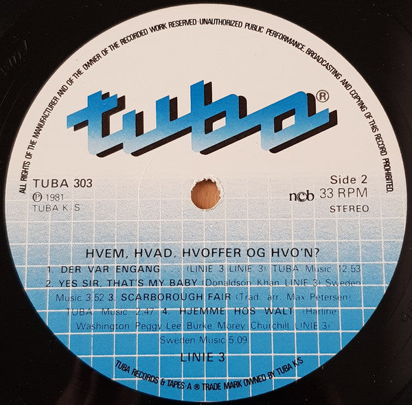 Linie 3 : Hvem, Hvad, Hvoffer Og Hvo'n? (LP, Album)