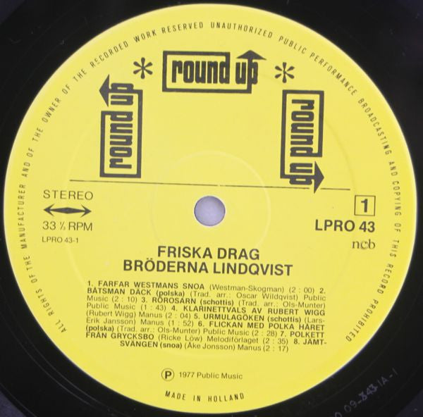 Bröderna Lindqvist : Friska Drag (LP)