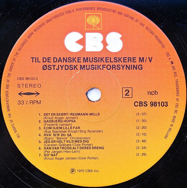 Østjydsk Musikforsyning : Til De Danske Musikelskere M/V (LP, Album)