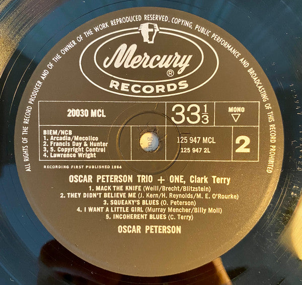 The Oscar Peterson Trio And Clark Terry : Oscar Peterson Trio + One (LP, Album, Mono)