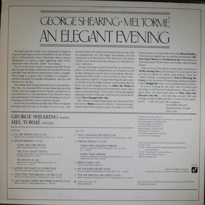 George Shearing • Mel Tormé : An Elegant Evening (LP, Album)