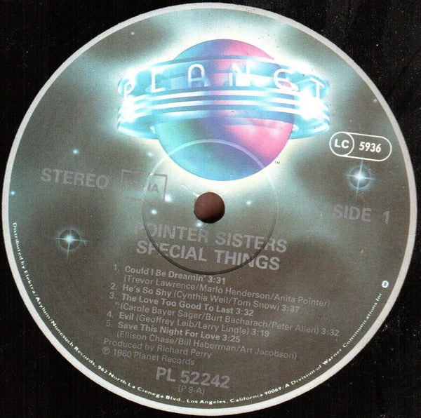 Pointer Sisters : Special Things (LP, Album)