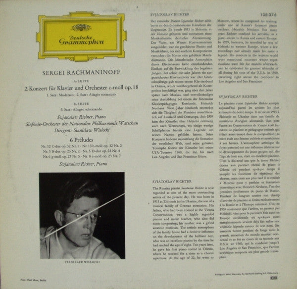 Sviatoslav Richter : Sergei Vasilyevich Rachmaninoff : Klavierkonzert Nr. 2 In C-moll • Piano-Concerto No. 2 In C Minor / 6 Preludes (LP)