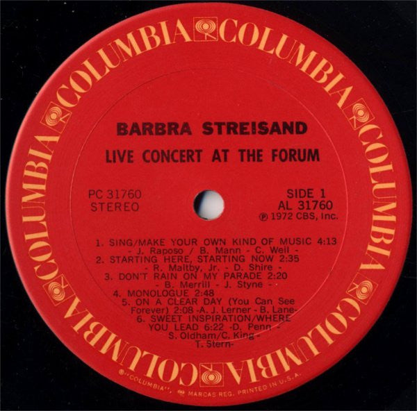 Barbra Streisand : Live Concert At The Forum (LP, Album, RE, Ter)