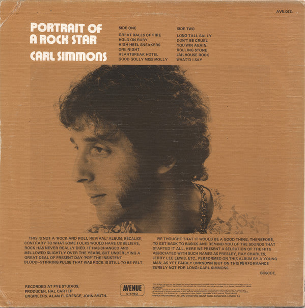 Carl Simmons (2) : Portrait Of A Rock Star (LP, Album)