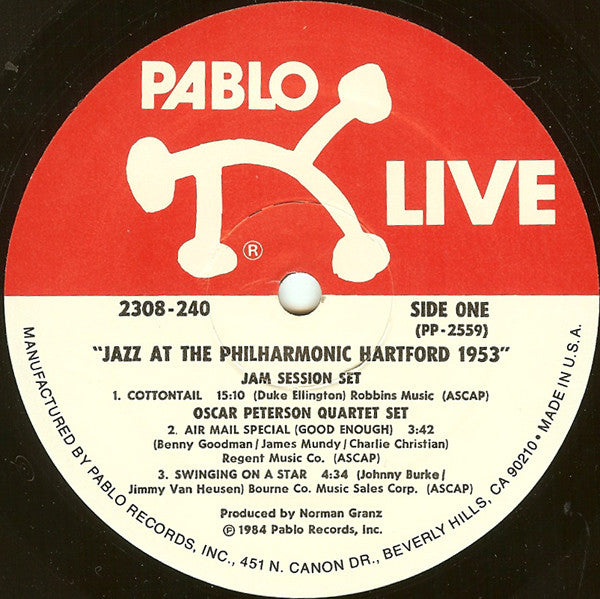 Various : Norman Granz' Jazz At The Philharmonic Hartford, 1953 (LP, Album)