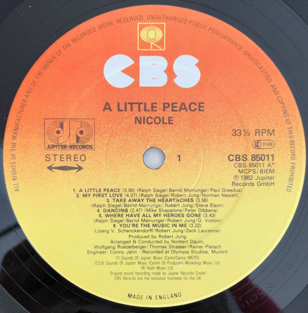 Nicole (2) : A Little Peace (LP, Album)