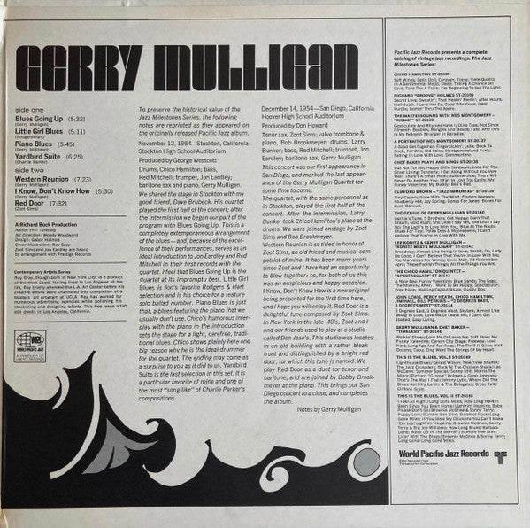 Gerry Mulligan : California Concerts (LP, Album, RE)