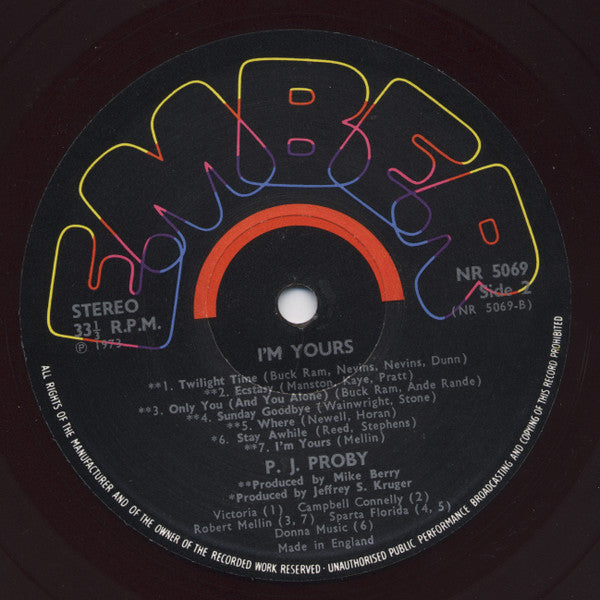 P.J. Proby : I'm Yours (LP, Album)