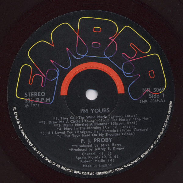 P.J. Proby : I'm Yours (LP, Album)