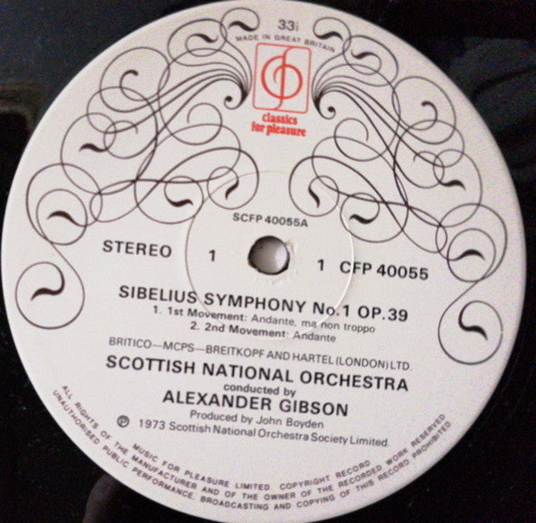 Royal Scottish National Orchestra Conducted By Alexander Gibson : Symphony No.1 In E Minor, Op. 39 (LP, Album)