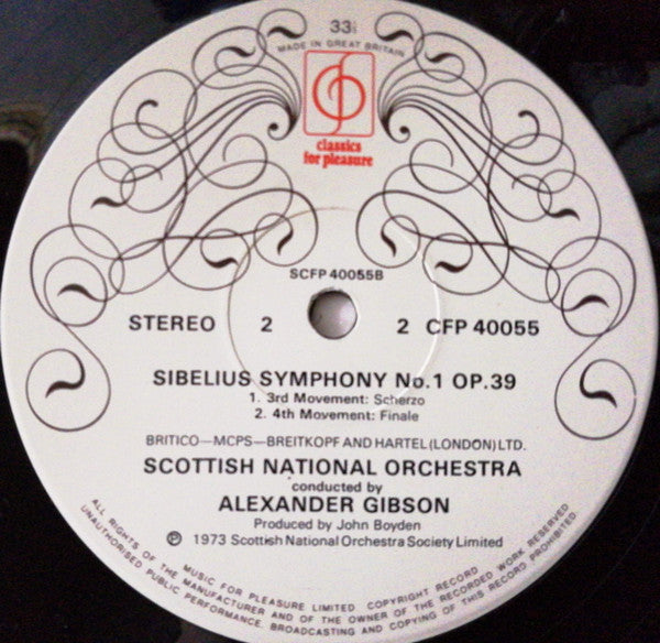 Royal Scottish National Orchestra Conducted By Alexander Gibson : Symphony No.1 In E Minor, Op. 39 (LP, Album)