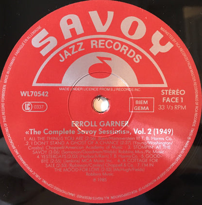 Erroll Garner : The Complete Savoy Sessions Volume 2 (1949) (LP, Comp, Mono)