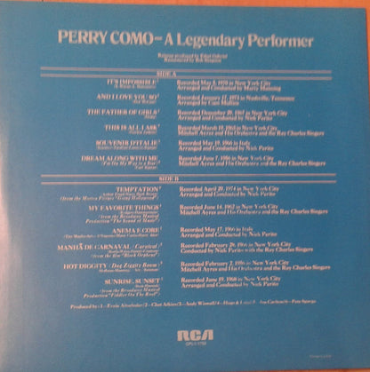 Perry Como : A Legendary Performer (LP, Comp)