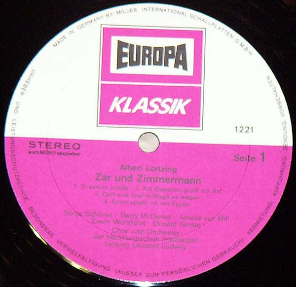 Albert Lortzing : Zar & Zimmermann (LP)