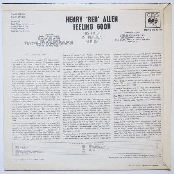 Henry "Red" Allen : Feelin' Good (His First „In-Person“ Album) (LP, Mono)