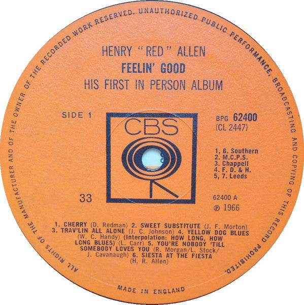 Henry "Red" Allen : Feelin' Good (His First „In-Person“ Album) (LP, Mono)