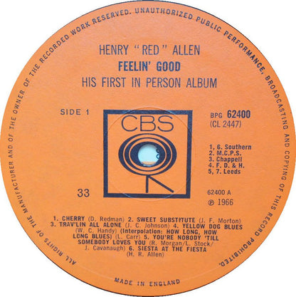 Henry "Red" Allen : Feelin' Good (His First „In-Person“ Album) (LP, Mono)