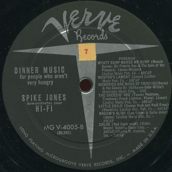 Spike Jones : Dinner Music (For People Who Aren't Very Hungry) (LP, Album, Mono)