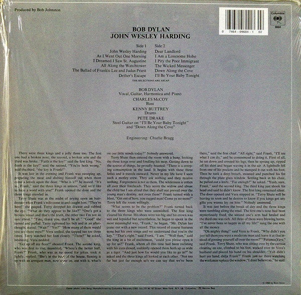 Bob Dylan : John Wesley Harding (LP, Album, RP, 180)