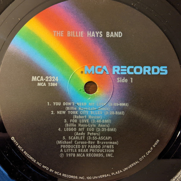 The Billie Hays Band : The Billie Hays Band (LP, Album)