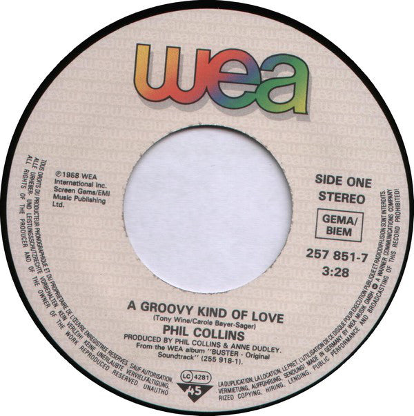 Phil Collins : A Groovy Kind Of Love (7", Single)