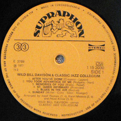 Wild Bill Davison & Classic Jazz Collegium : Wild Bill Davison & Classic Jazz Collegium (LP, Album, RP)