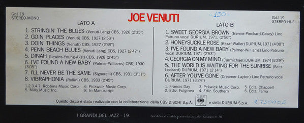 Joe Venuti : Joe Venuti (LP, Comp, Mono)