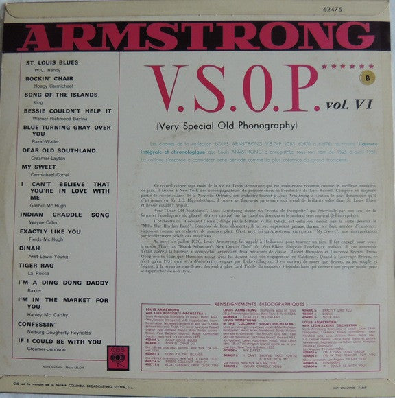 Louis Armstrong : V.S.O.P. (Very Special Old Phonography) Vol. 6 (LP, Comp)