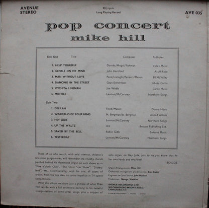 Mike Hill (3) : Mike Hill In 'Pop' Concert (LP)