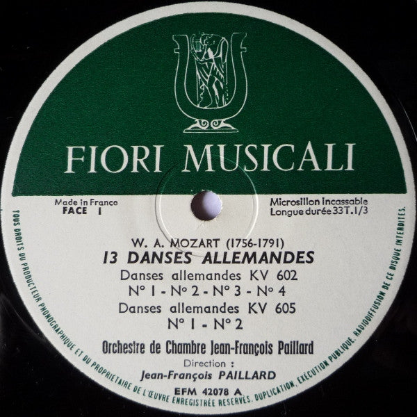 Wolfgang Amadeus Mozart / Orchestre De Chambre Jean-François Paillard : 13 Danses Allemandes (10", Mono)