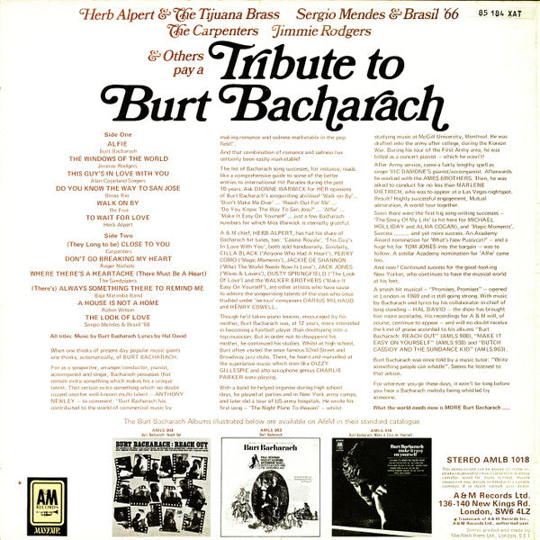 Various : Tribute To Burt Bacharach (LP, Comp)