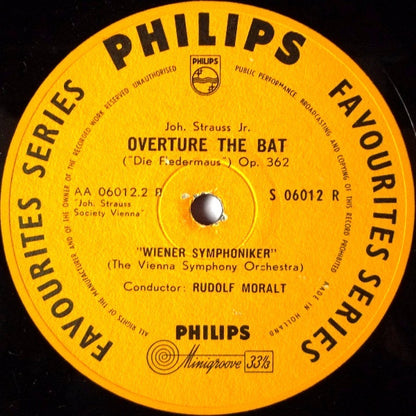 Johann Strauss Jr. / Wiener Symphoniker Conductor : Rudolf Moralt : Overture The Gipsy Baron ("Der Zigeunerbaron") / Overture The Bat Op. 362 ("Die Fledermaus") (10")