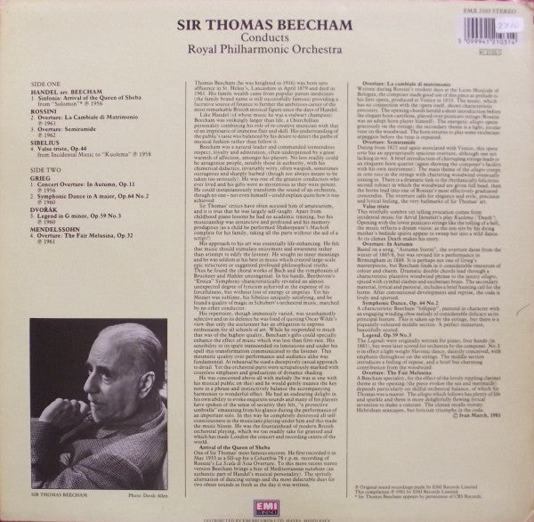 Sir Thomas Beecham Conducts The Royal Philharmonic Orchestra, Georg Friedrich Händel, Gioacchino Rossini, Jean Sibelius, Edvard Grieg, Felix Mendelssohn-Bartholdy : Sir Thomas Beecham Conducts (LP, Comp, RE)