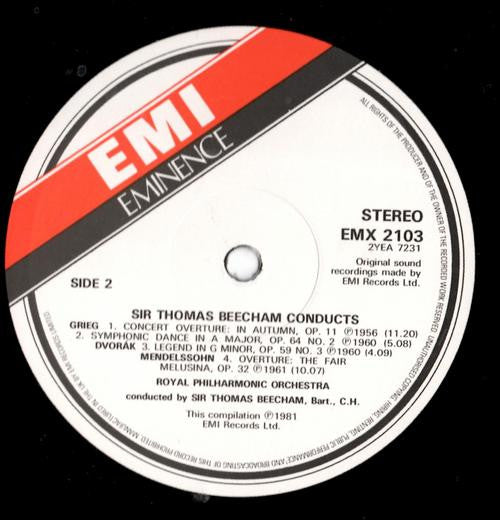 Sir Thomas Beecham Conducts The Royal Philharmonic Orchestra, Georg Friedrich Händel, Gioacchino Rossini, Jean Sibelius, Edvard Grieg, Felix Mendelssohn-Bartholdy : Sir Thomas Beecham Conducts (LP, Comp, RE)