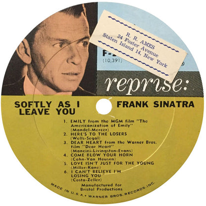 Frank Sinatra : Softly, As I Leave You (LP, Album, Mono, Pit)