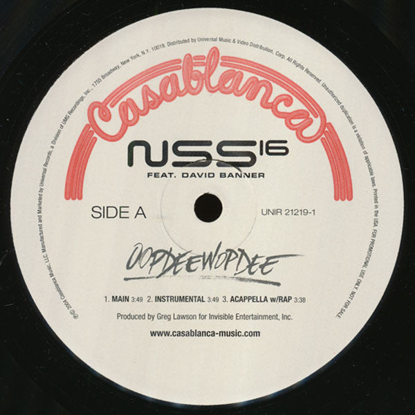 NSS16 Feat. David Banner : Oopdeewopdee (12", Single, Promo)