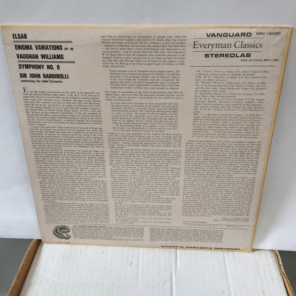 Sir John Barbirolli  Conducting Hallé Orchestra : Vaughan Williams: Symphony No. 8 In D Minor · Elgar: "Enigma" Variations, Opus 36 (LP, Album)