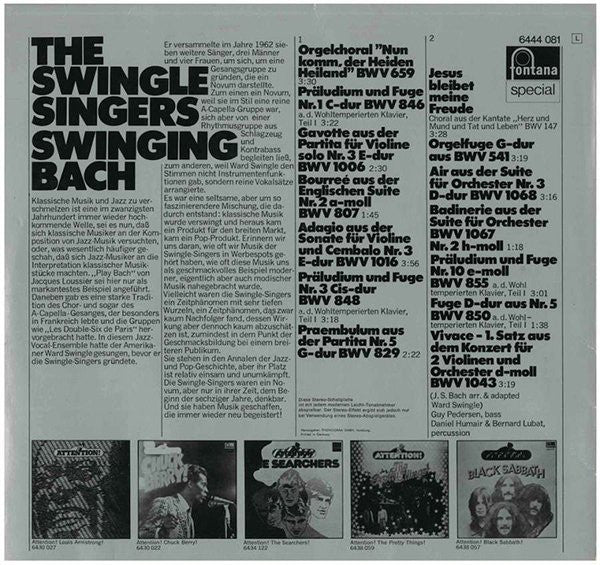 Les Swingle Singers : Swinging Bach (LP)