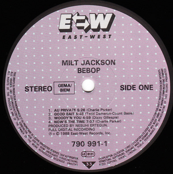 Milt Jackson : Bebop (LP, Album)