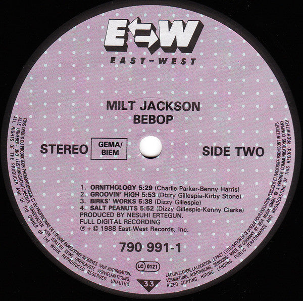 Milt Jackson : Bebop (LP, Album)