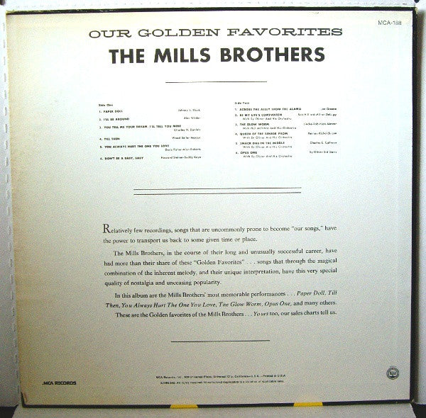 The Mills Brothers : Our Golden Favorites (LP, Comp)