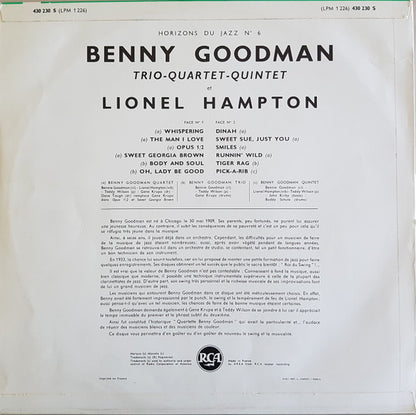 Benny Goodman Trio - The Benny Goodman Quartet - The Benny Goodman Quintet : Trio - Quartet - Quintet Avec Lionel Hampton (LP, RE)